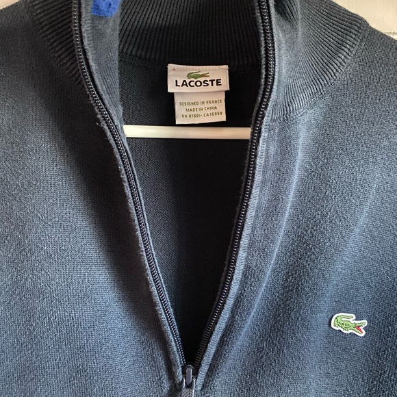 Lacoste 1/4 Zip Navy Blue Men’s Sweater, Size Small - Picture 3 of 4